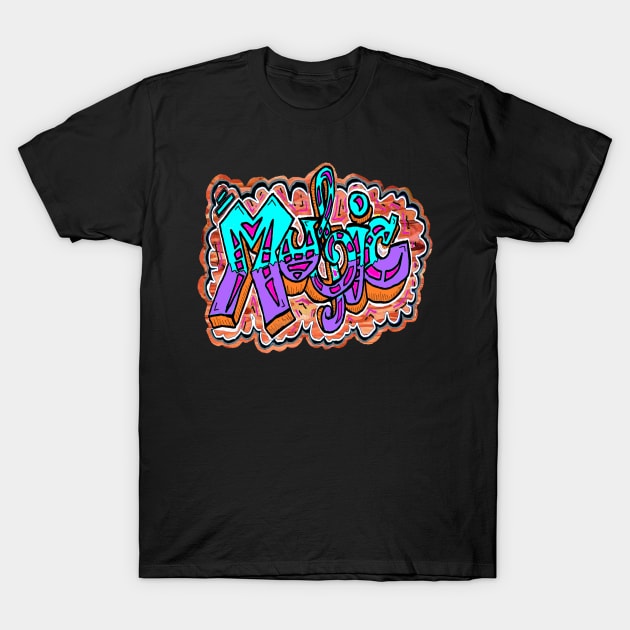 Music 3 Graffiti Tagging by LowEndGraphics T-Shirt by LowEndGraphics